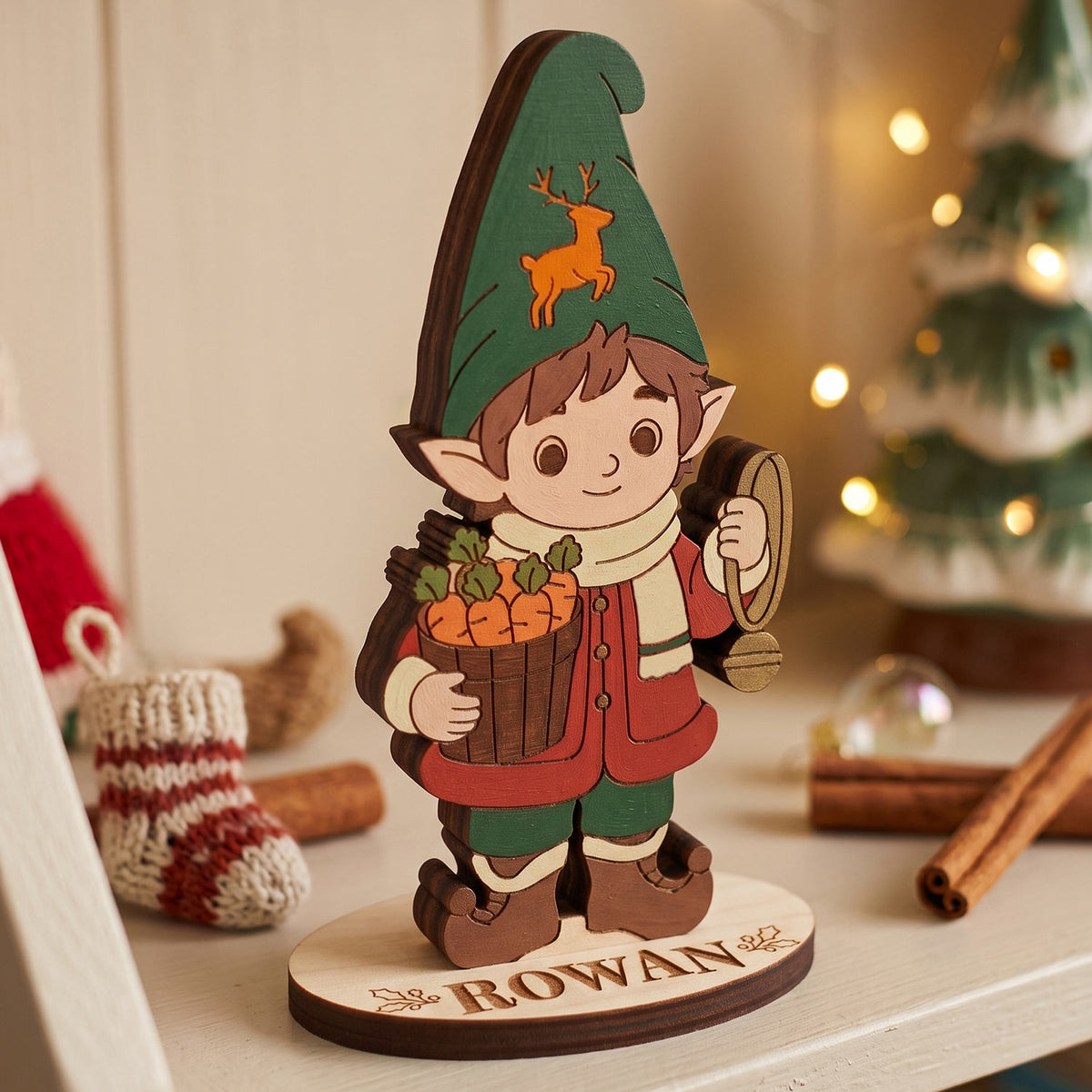 Rowan Reindeer Caretaker - North Pole Elf Figure for Play & Painting - Glowforge