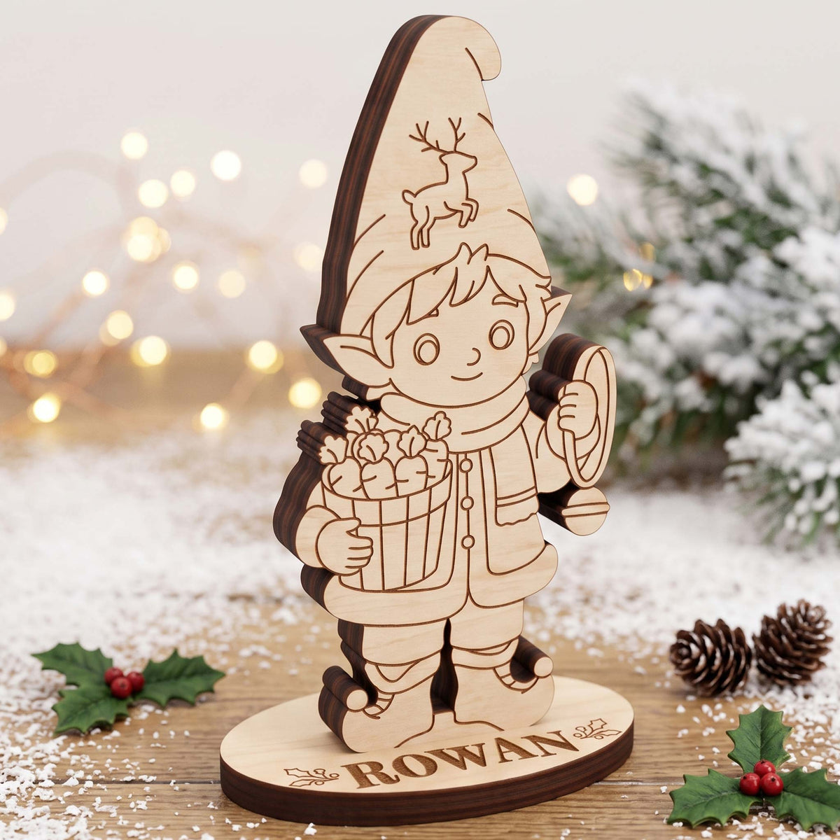 Rowan Reindeer Caretaker - North Pole Elf Figure for Play & Painting - Glowforge