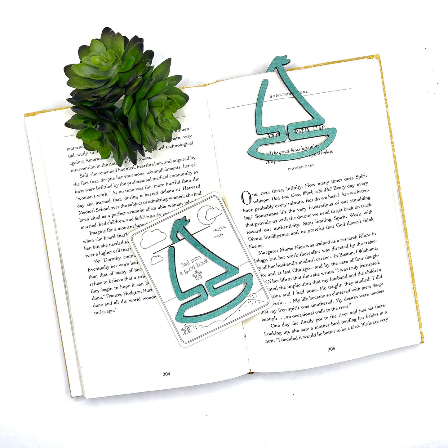Sailboat Shaped Bookmark with Card Backer - Paperclip - Snack Bag Closure