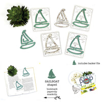 Sailboat Shaped Bookmark with Card Backer - Paperclip - Snack Bag Closure