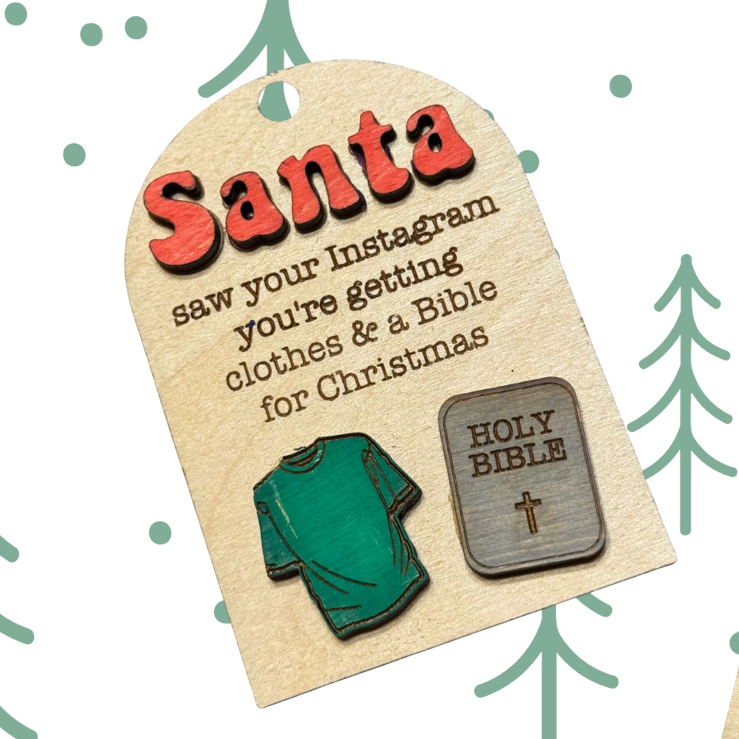 Social Media Clothes & Bible for Christmas Ornament #3 - Glowforge