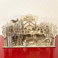 Santa's Factory - Christmas Workshop Diorama with Countdown Calendar & Christmas Tree - Glowforge