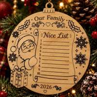 Santa's Nice List Ornament For Family Names and Personalization (Set of 2) - Glowforge