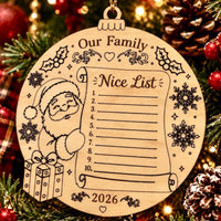 Santa's Nice List Ornament For Family Names and Personalization (Set of 2) - Glowforge