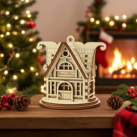 Santa’s Workshop - Christmas House Ornament with Festive Details - Glowforge