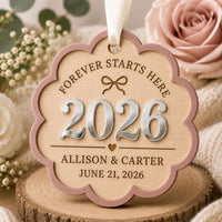 Scalloped 2026 Wedding Ornament - Glowforge