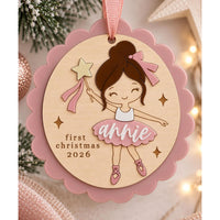 Scalloped Ballerina First Christmas Ornament - Glowforge