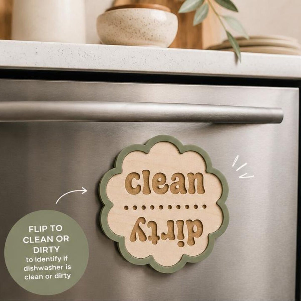 Scalloped Clean Dirty Dishwasher Magnet - Glowforge