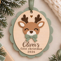 Scalloped Deer First Christmas Ornament - Glowforge
