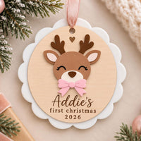 Scalloped Deer First Christmas Ornament - Glowforge