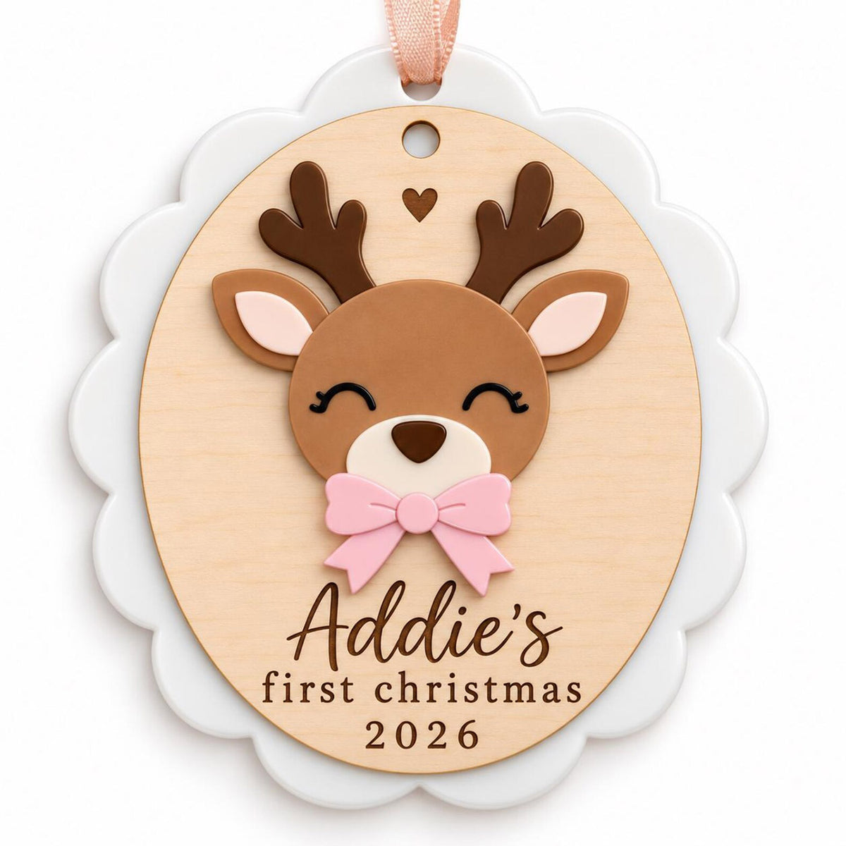 Scalloped Deer First Christmas Ornament - Glowforge