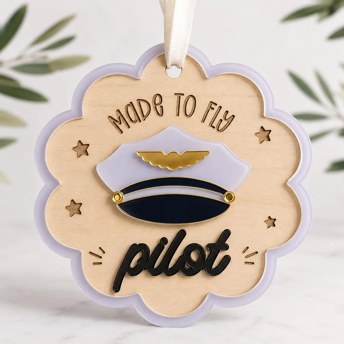 Scalloped Pilot Aviation Ornament - Glowforge