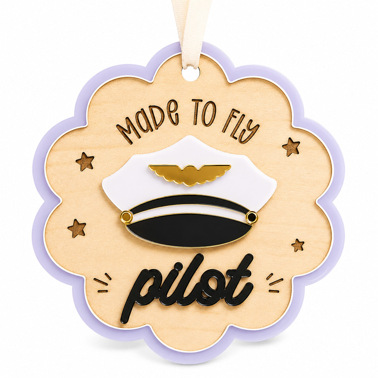 Scalloped Pilot Aviation Ornament - Glowforge