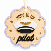 Scalloped Pilot Aviation Ornament - Glowforge