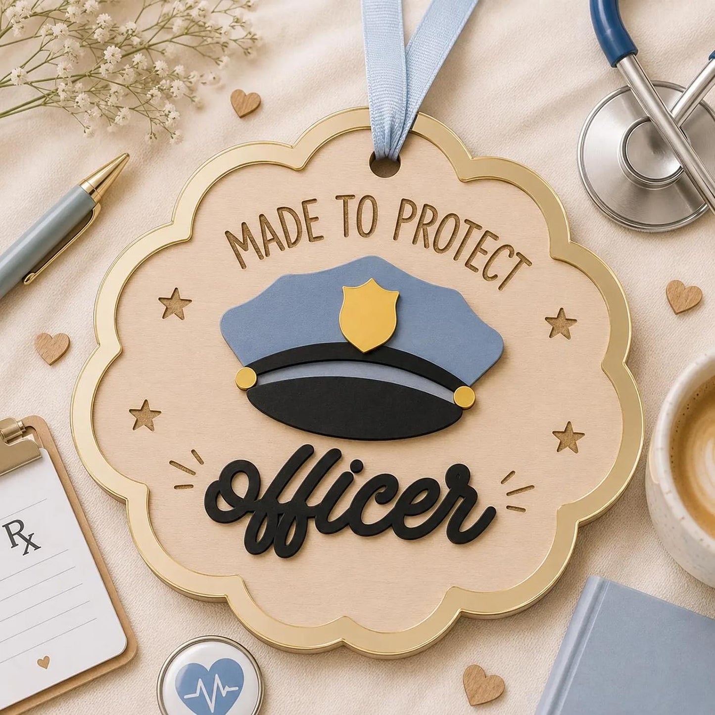 Scalloped Police Officer Ornament - Glowforge
