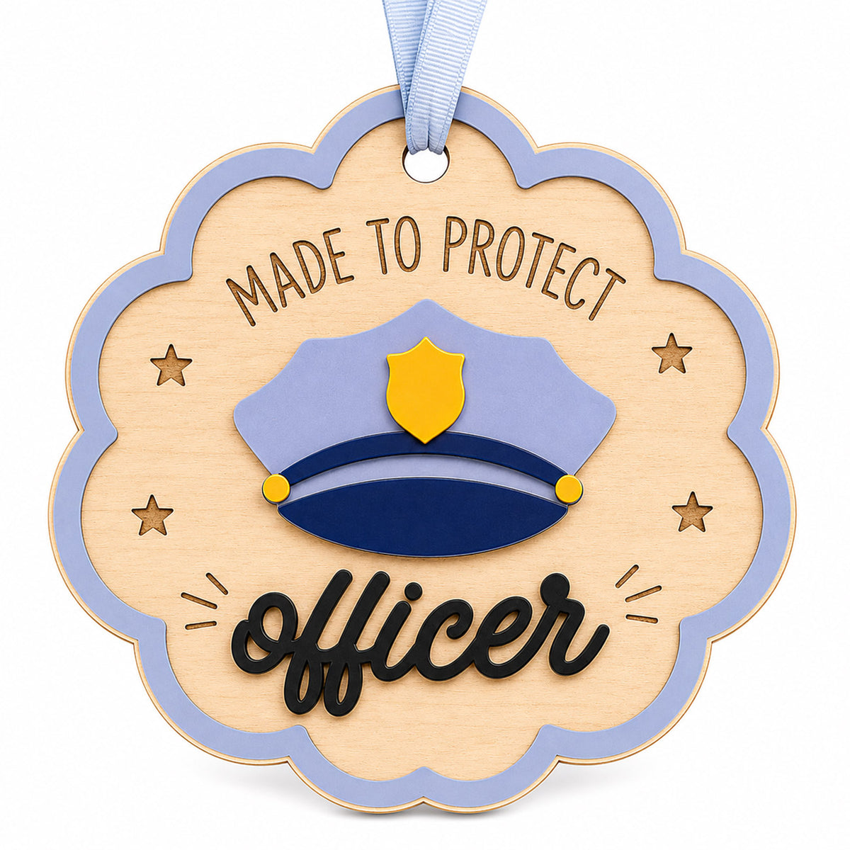 Scalloped Police Officer Ornament - Glowforge