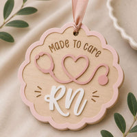 Scalloped RN Ornament with Heart Stethoscope - Glowforge