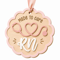 Scalloped RN Ornament with Heart Stethoscope - Glowforge