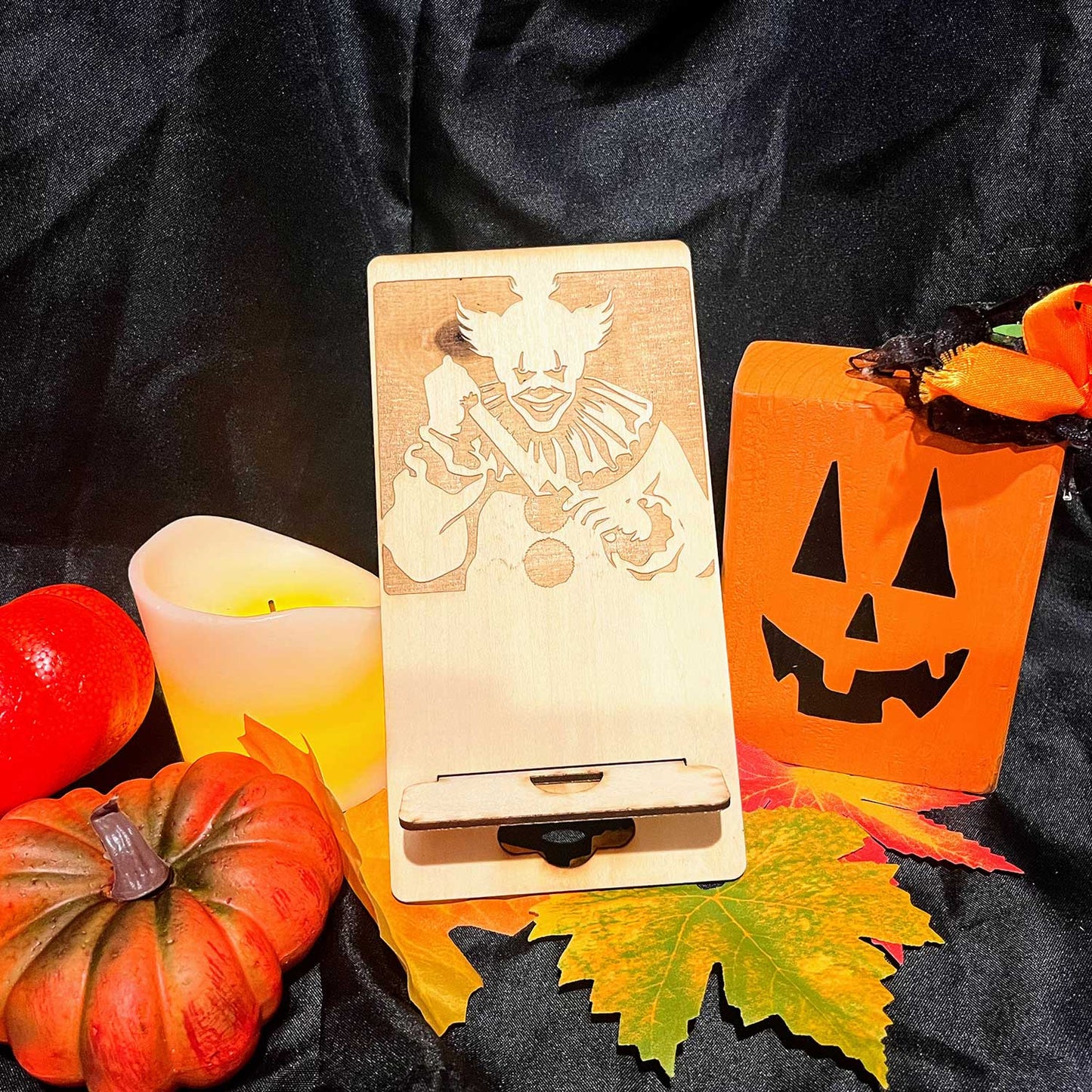 Scary Clown Halloween Phone Stand - Glowforge