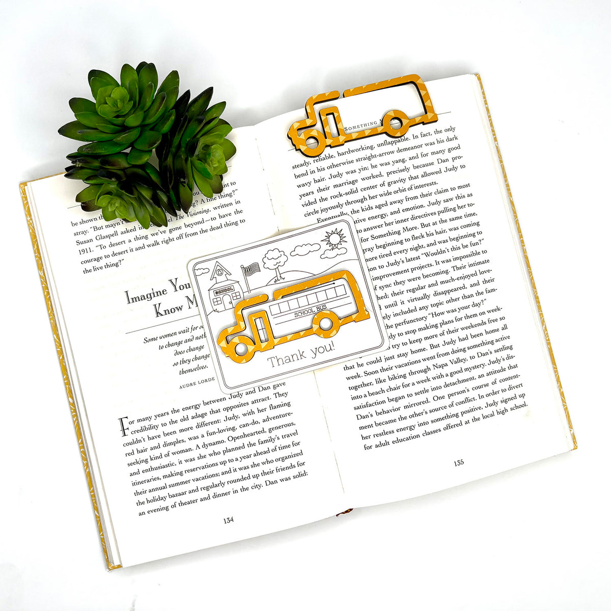 School Bus Shaped Bookmark with Card Backer - Paperclip - Snack Bag Cl ...
