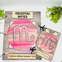 Scorpio Celestial Notes Notebook Cover - Editable Text (Set of 2) - Glowforge