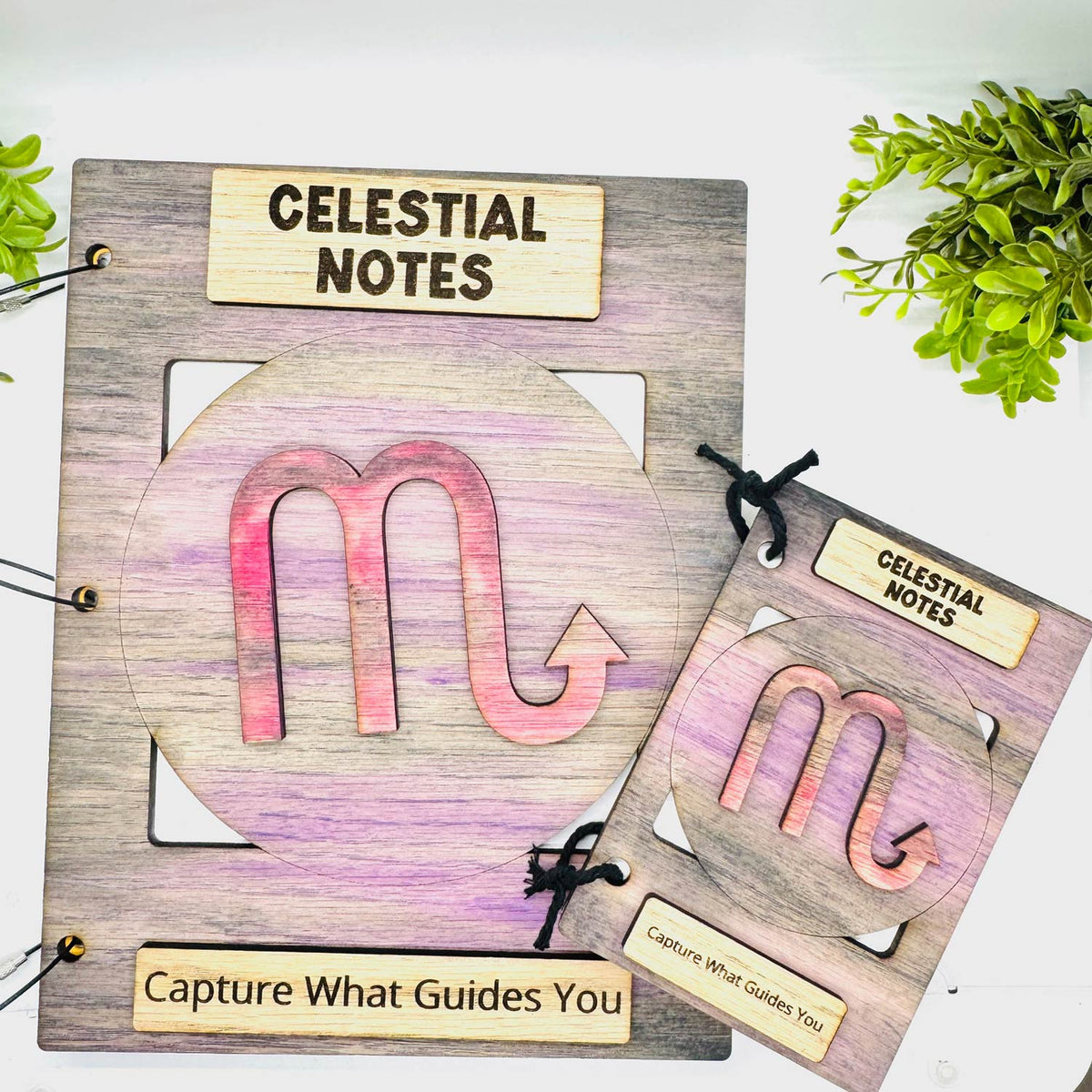 Scorpio Celestial Notes Notebook Cover - Editable Text (Set of 2) - Glowforge