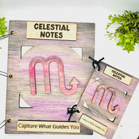 Scorpio Celestial Notes Notebook Cover - Editable Text (Set of 2) - Glowforge