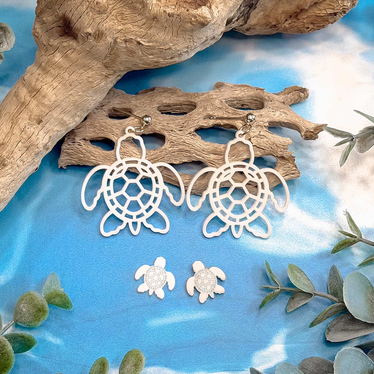 Sea Turtle Dangle and Stud Earrings - Glowforge
