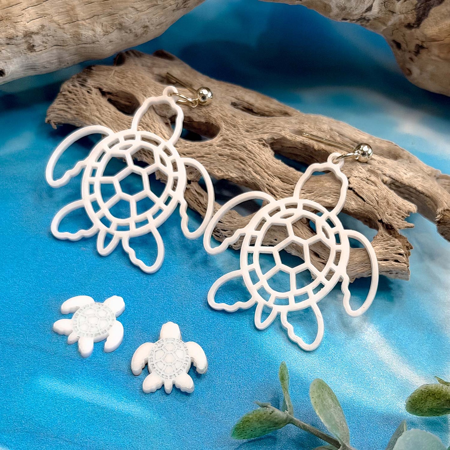 Sea Turtle Dangle and Stud Earrings - Glowforge