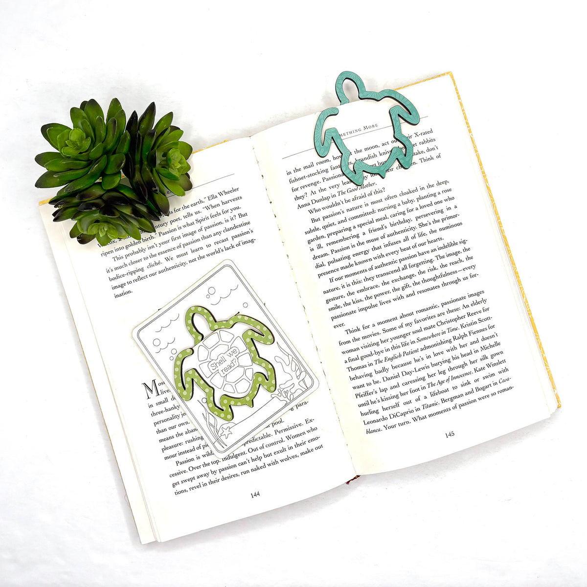 Sea Turtle Shaped Bookmark with Card Backer - Paperclip - Snack Bag Closure - Glowforge
