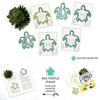 Sea Turtle Shaped Bookmark with Card Backer - Paperclip - Snack Bag Closure - Glowforge
