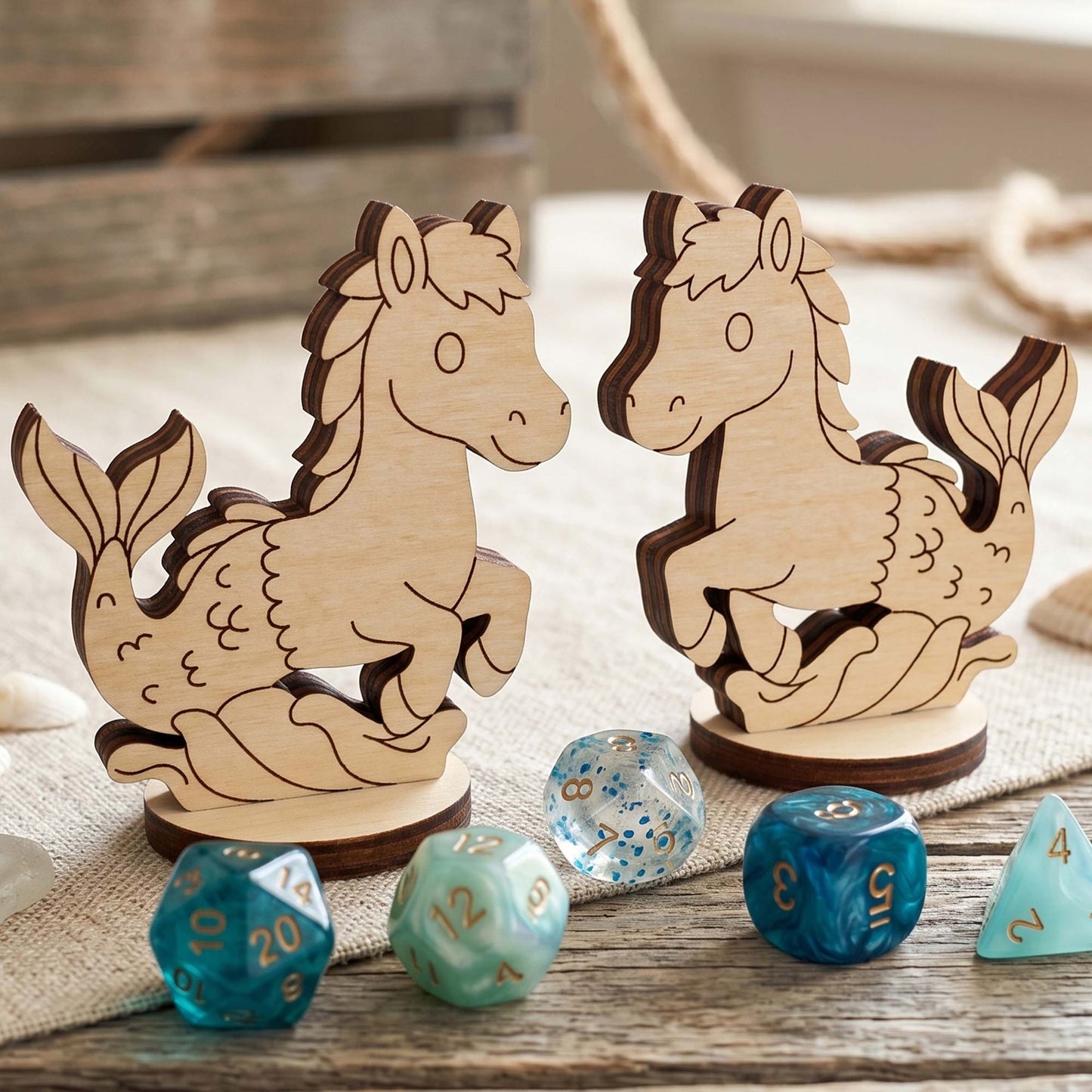 Seahorse Tabletop Miniature - Fantasy Ocean Creature Figurine - Glowforge