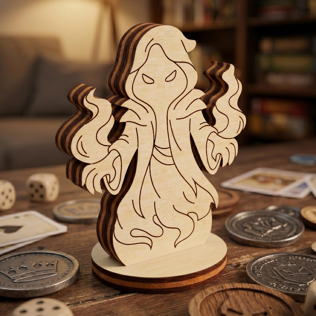 Shadow Dark Mage Figurine - Evil Wizard, Sorcerer, Necromancer RPG Character - Glowforge