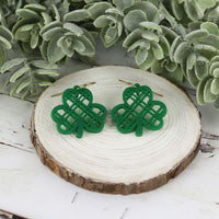 Shamrock Earrings with Modern Diagonal Lattice Pattern - St Patrick's Day Earrings - Glowforge