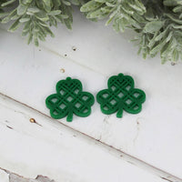 Shamrock Earrings with Modern Diagonal Lattice Pattern - St Patrick's Day Earrings - Glowforge