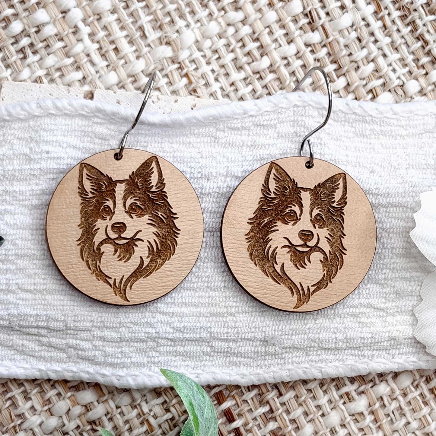 Shetland Sheepdog Engraved Disc Earrings - Glowforge