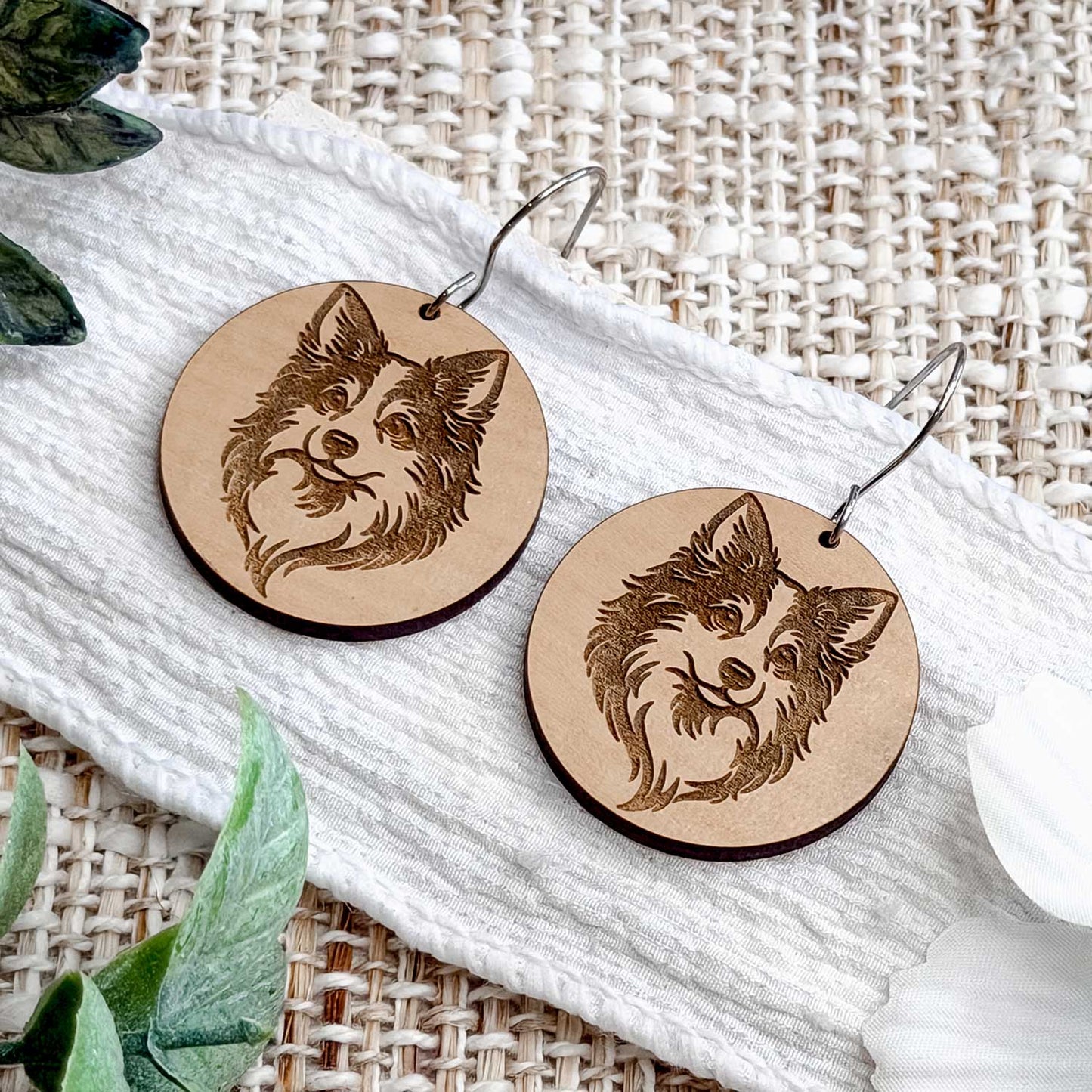 Shetland Sheepdog Engraved Disc Earrings - Glowforge