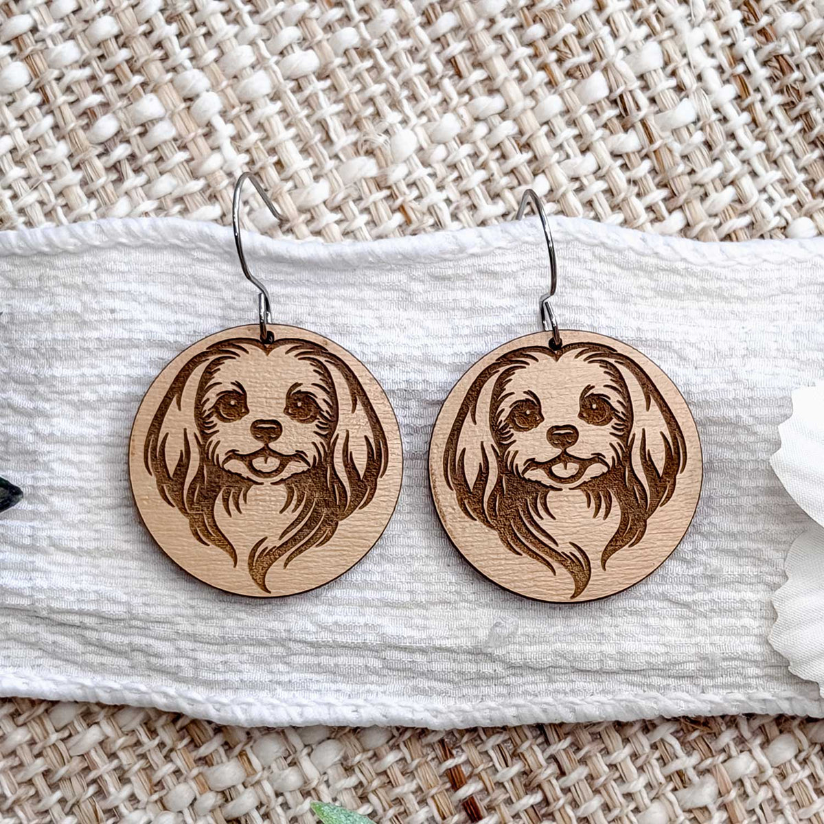 Shih Tzu Engraved Disc Earrings #1 - Glowforge