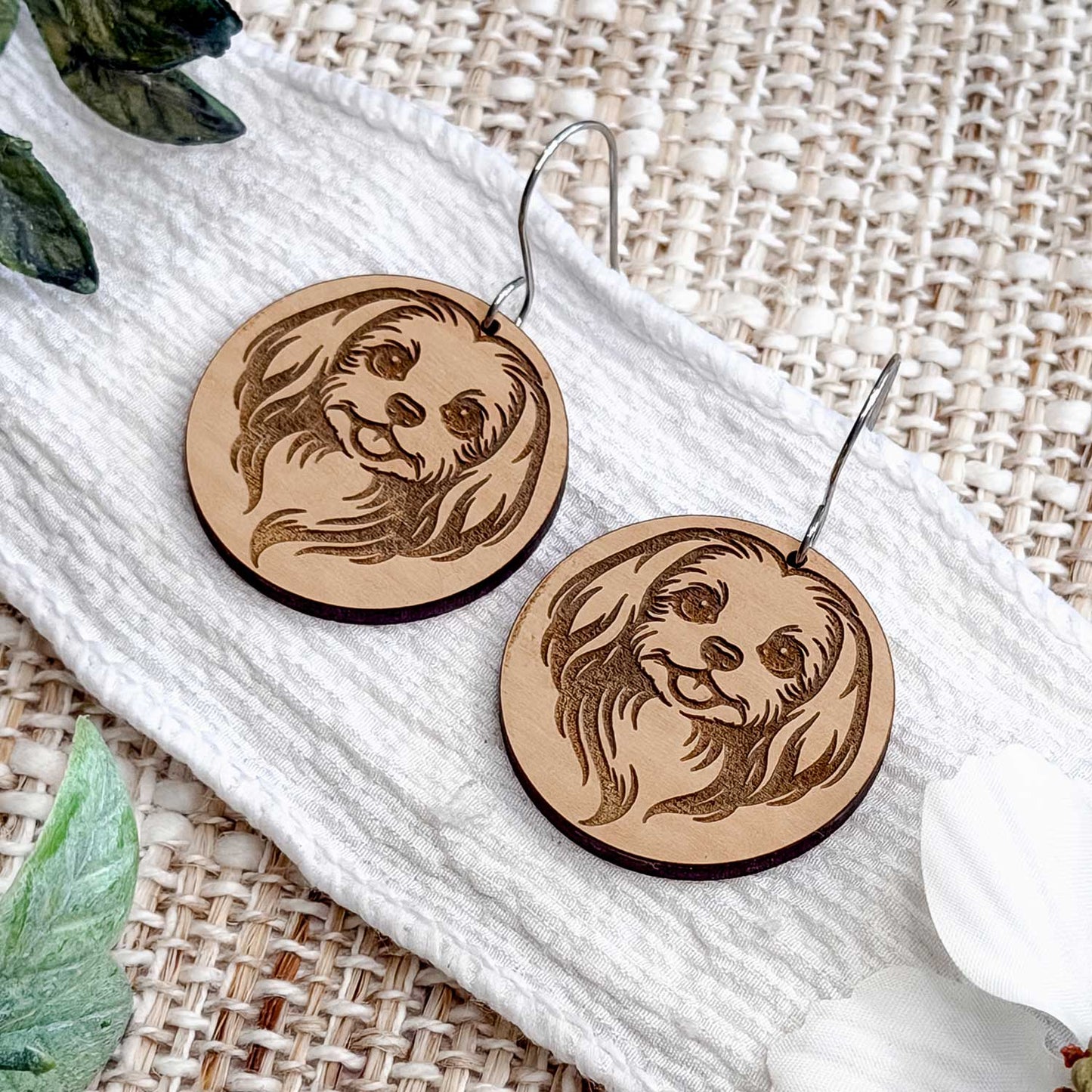 Shih Tzu Engraved Disc Earrings #1 - Glowforge