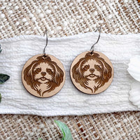 Shih Tzu Engraved Disc Earrings #2 - Glowforge