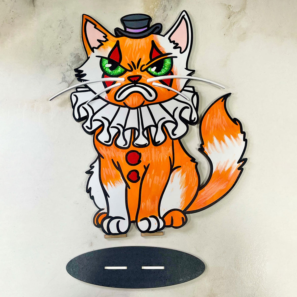 Silly Mad Clown Halloween Cat Stand - Glowforge
