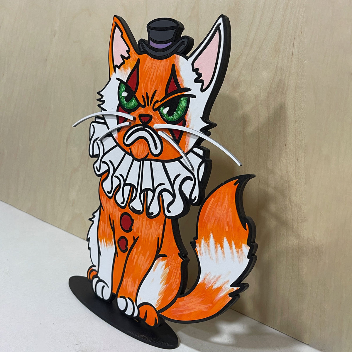 Silly Mad Clown Halloween Cat Stand - Glowforge