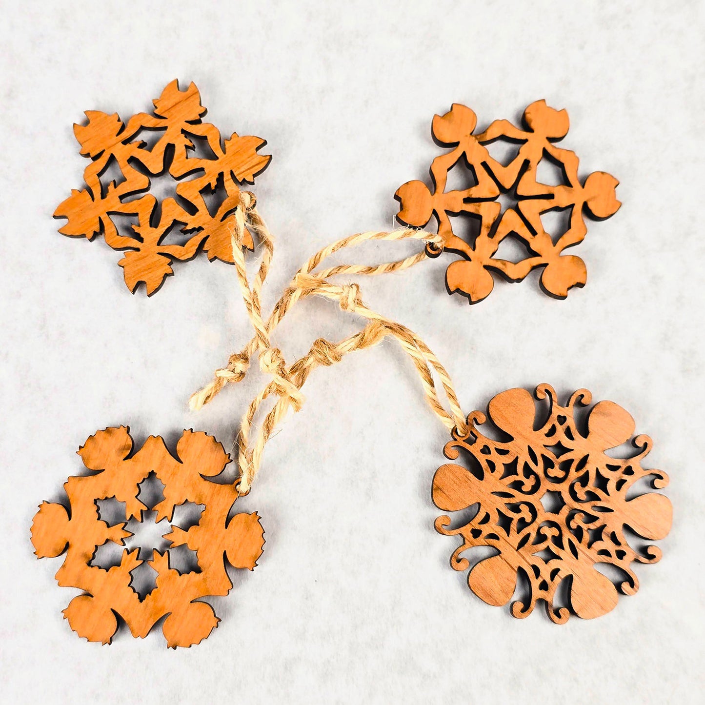 Skoshie & Friends Characters Paper Snowflake Christmas Tree Ornaments (Set of 4) - Glowforge