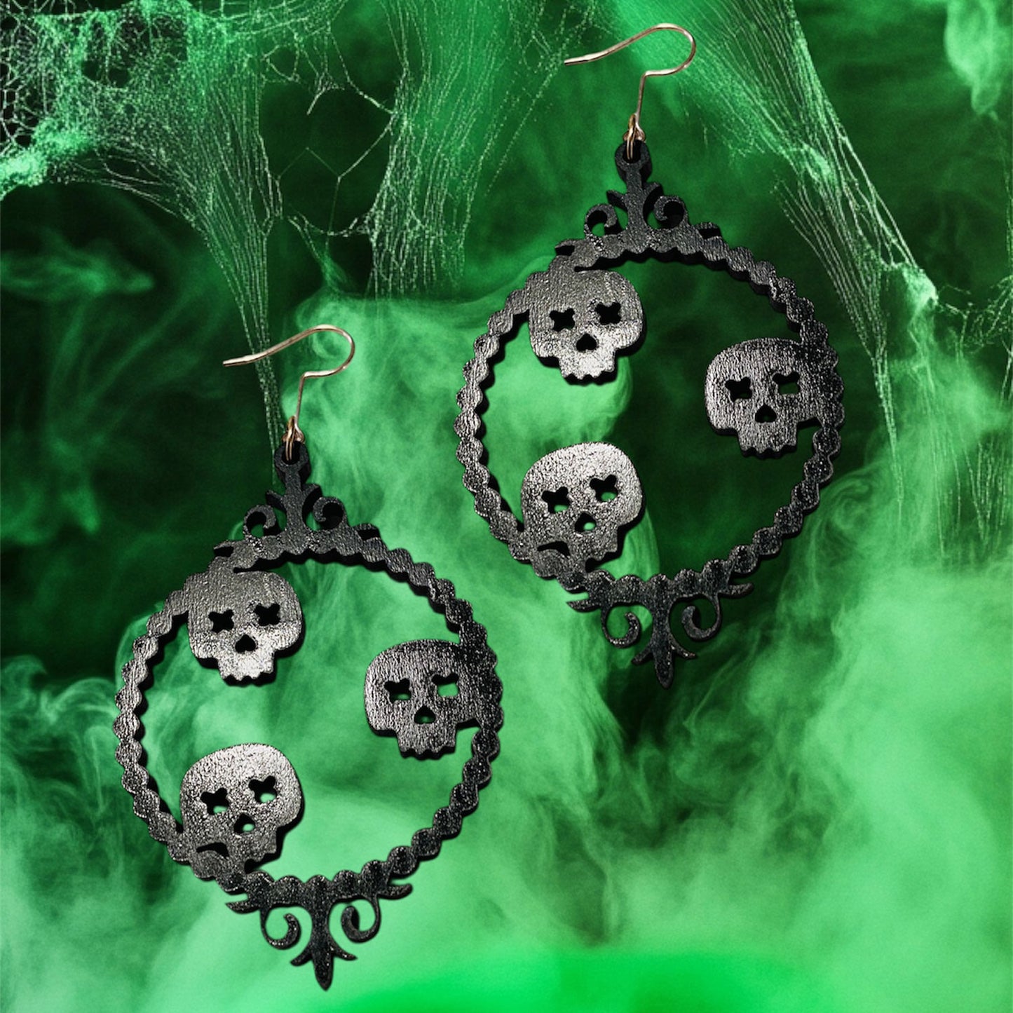 Skull Picture Frame Halloween Earrings - Glowforge