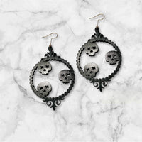 Skull Picture Frame Halloween Earrings - Glowforge