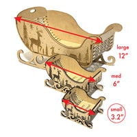 Small Living Hinge Christmas Sleigh – Ornament & Gift Card Holder (Medium Proofgrade) - Glowforge