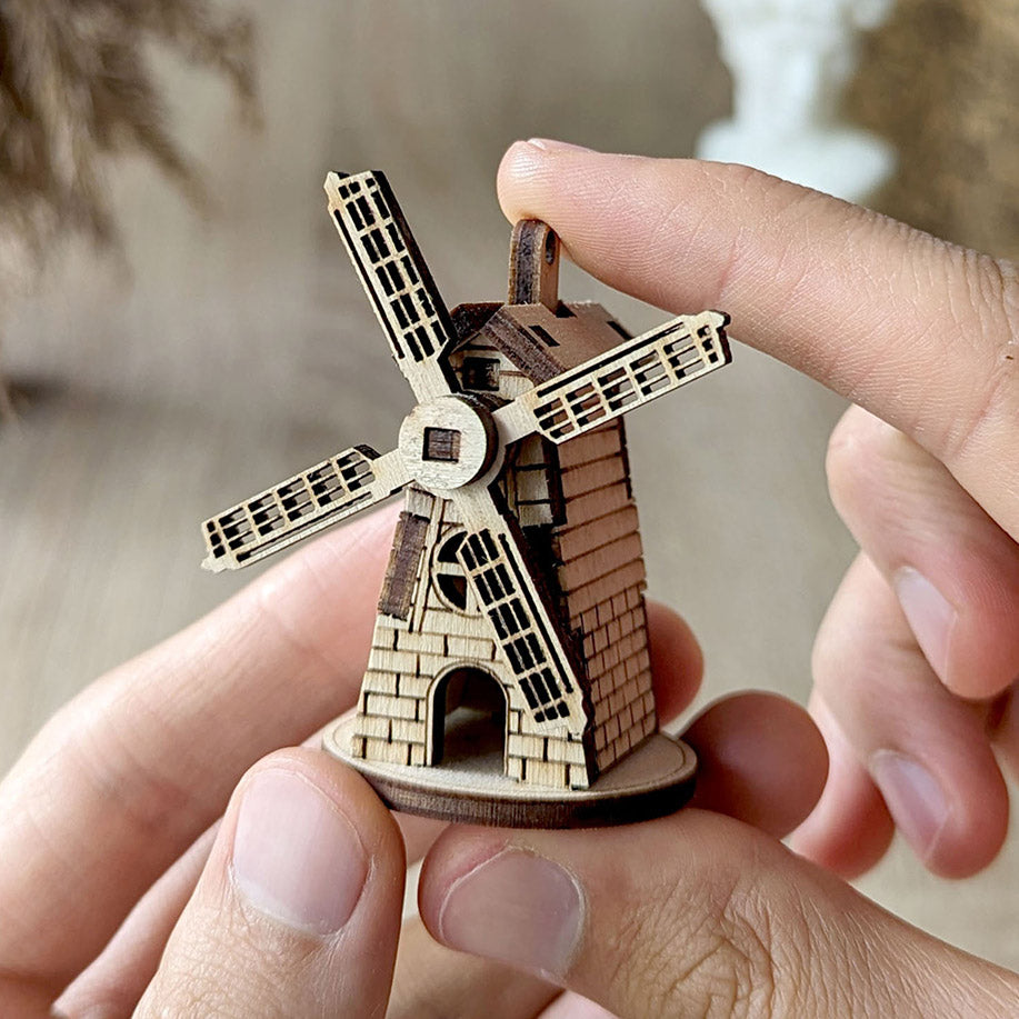 Tiny Mill With a Rotating Screw - Christmas Tree Ornament