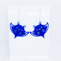 Smiling Manta Ray Dangle Earrings - Glowforge