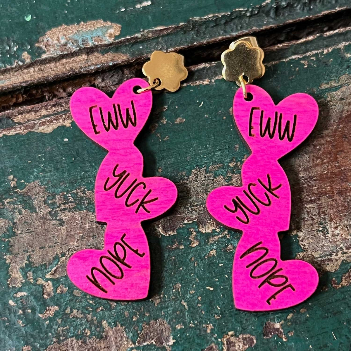 Snarky Falling Heart Dangle Earrings - Glowforge