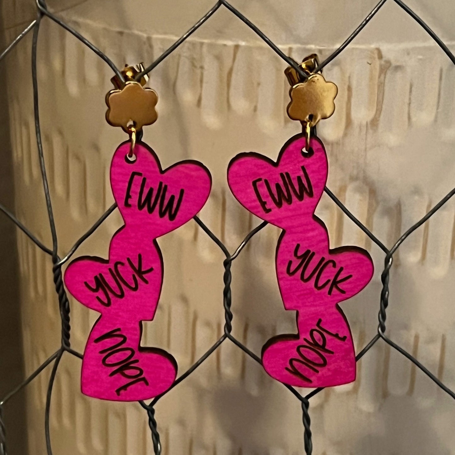 Snarky Falling Heart Dangle Earrings - Glowforge